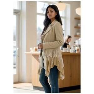 Free People Ultra RARE Storm Warning Lambskin & Lace Jacket Coat Large